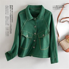 2023春秋季新款纯色宽松休闲短外套女，女装短外套，水衣源