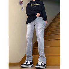抖音得物品质休闲水洗渐变牛仔裤男美式高街潮高级感微喇裤子AK14，男装牛仔裤，电商A443