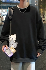 S6164-P28加绒款-P33秋季圆领卫衣男大码韩版宽松长袖外套，男装卫衣，电商A040