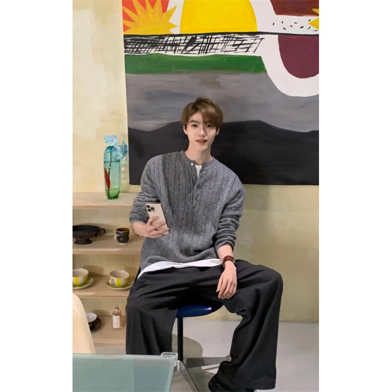 现货高品质绞花毛衣亨利领针织衫M8606,男装针织衫/毛衣,星座1212