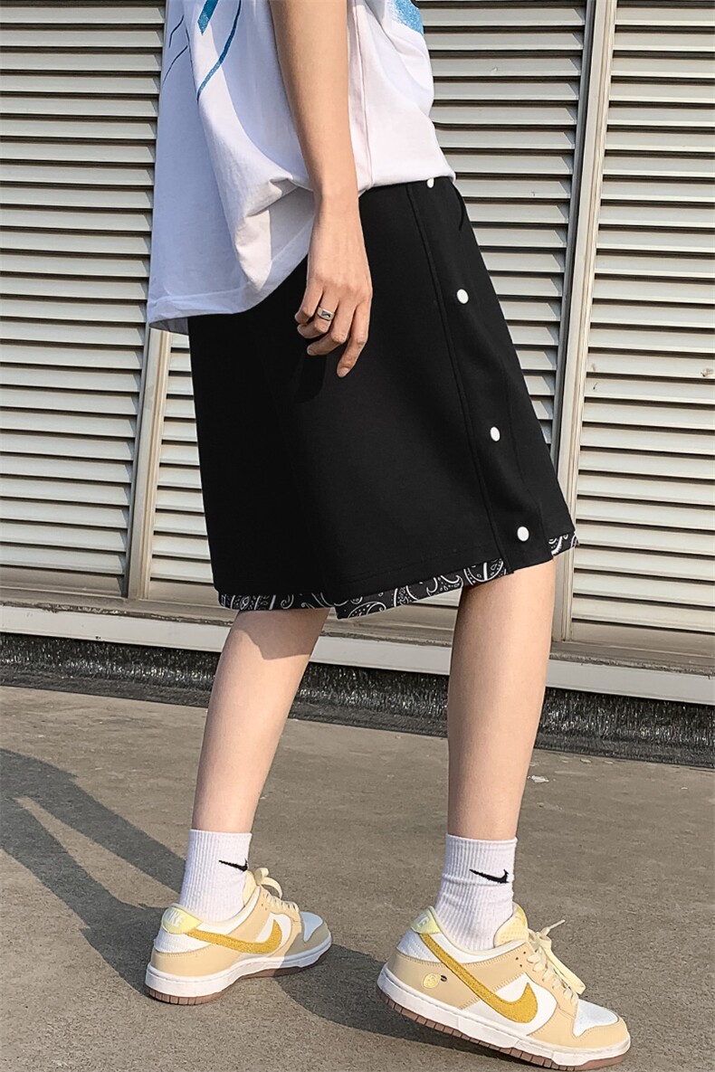 2023夏季新款港风五分裤潮印花直筒休闲裤纯色短裤男士K152-P35,男装休闲裤,电商A441-1