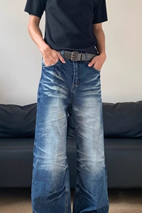 水洗做旧复古牛仔裤男2025新款高端休闲裤子潮牌男直筒长裤图片