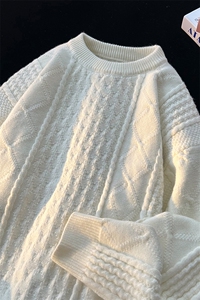 8XL-M圆领毛衣男秋冬季宽松慵懒套头麻花针织衫毛线衣MY19005P68图片