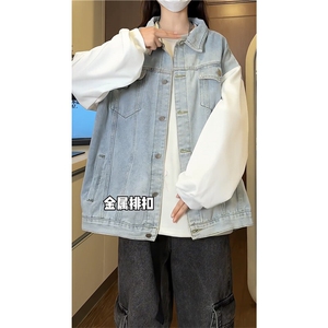 JK3040-P70-控98 现货拼接牛仔夹克外套大码图片