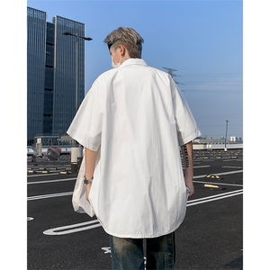2024夏季新款港风日系复古宽松版条纹翻领短袖衬衫男潮 ZC727-P40图片