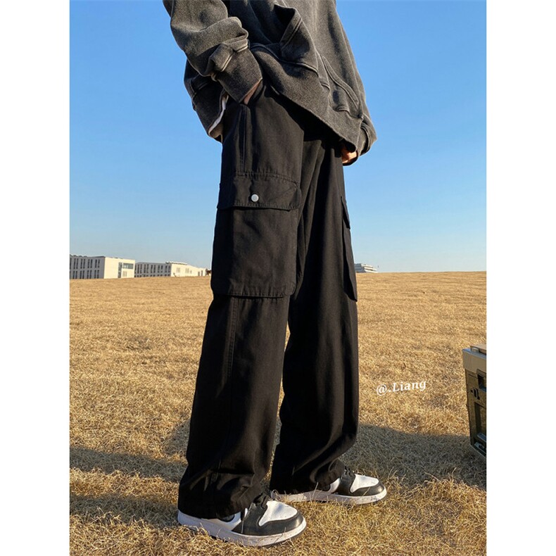 美式高街工装宽松直筒垂感阔腿裤棉715-6-BX20P65(控88）,男装休闲裤,星座715-6