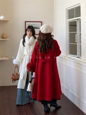 【依嘟】高级感真狐狸毛韩版气质百搭羊毛外套(配可拆卸真狐狸毛，女装双面呢大衣，依嘟服饰