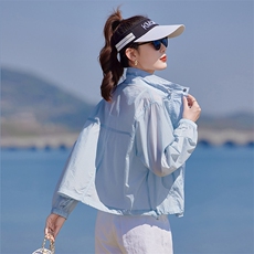 2026夏季新款韩版时尚休闲连帽防晒衣女宽松显瘦短款外套薄款上衣，女装短外套，靓衣阁