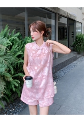现货夏装新款新中式盘扣复古套装两件套2270-P160-K249，女装套装/套裙，网红馆