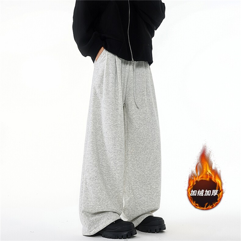 糯米裤宽松慵懒风卫裤男秋冬款休闲百搭弯刀裤微长拖地裤KZ083P45，男装休闲裤，电商B312