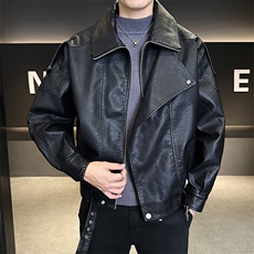 男装皮衣2025秋季新款翻领休闲百搭宽松皮外套C317-J918-P175，男装皮衣，电商C317