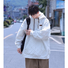连帽立体菱形花纹大码M-5XL卫衣98%聚酯纤维2%氨纶WY77047P75控98，男装卫衣，星座227-7