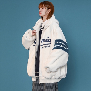 冬款加绒加厚羊羔绒棉衣中性风休闲连帽外套男女 920-P110控价158图片