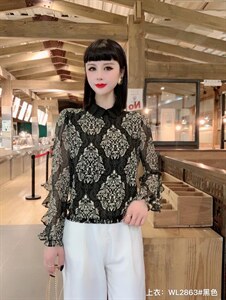 2022春季新款女装修身显瘦气质时尚花色小衫图片
