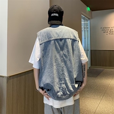 牛仔马甲男韩版潮拼色口袋个性2023秋季新款ins宽松外套W4951-P50，男装背心/马甲，星座412-2
