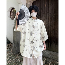 F267-P452024夏季新中式短袖上衣男潮牌百搭五分袖衬衫现货，男装衬衫，星座512-6
