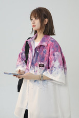 XZ-230-1CS513夏新款中性风简约轻奢水墨扎染休闲短袖衬衫P45控58，男装T恤，星座230-1