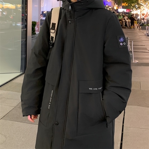 以109-2198-P205  M-8XL90白鸭绒加厚大码连帽中长羽绒服图片