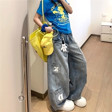 美式复古多口袋弯刀牛仔裤宽松阔腿休闲慵懒垂感长裤N1248，男装牛仔裤，星座1116A（原606A-3）