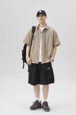 GENIOLAMODE抗皱休闲长袖衬衫男士春秋季新款冰丝翻领衬衣外套潮，男装T恤，电商A157B