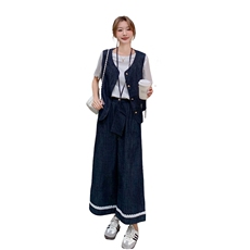 主推大量现货25新款牛仔套装2D044-758-P两件套160-P三件套180，女装套装/套裙，2D044