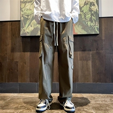 美式工装休闲裤hiphop炸街裤子ins高街潮抽绳直筒阔腿裤YK63-P40，男装休闲裤，星座1008