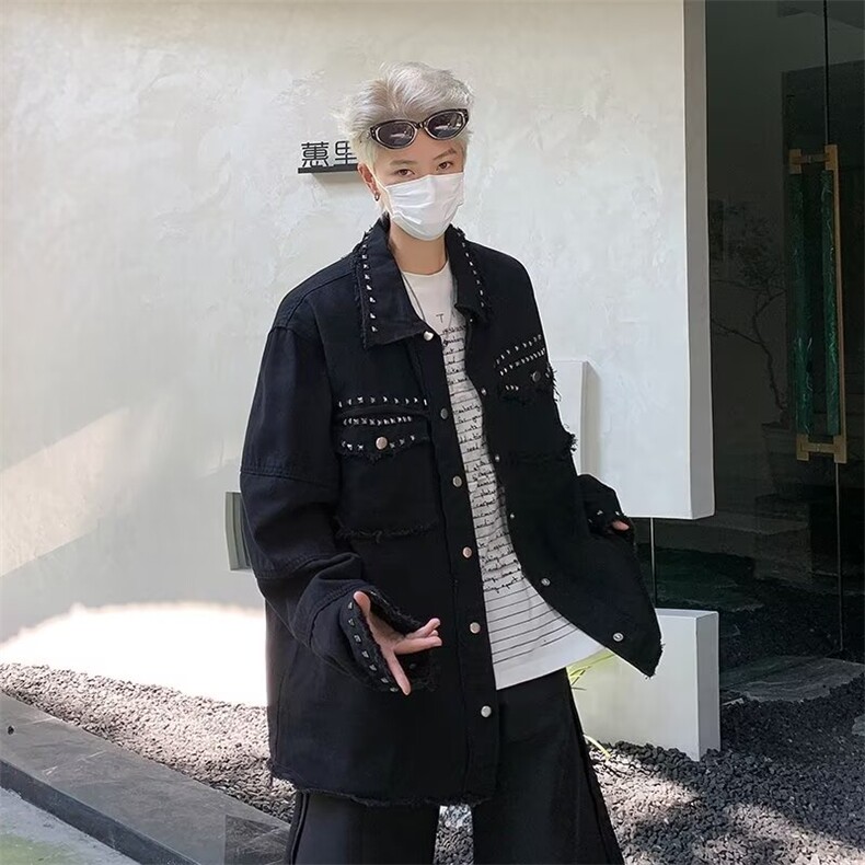 美式铆钉小香风牛仔外套男cleanfit春秋复古痞帅工装外套JY508,男装工装外套,星座1116A-1（原606A）