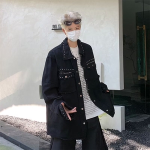 美式铆钉小香风牛仔外套男cleanfit春秋复古痞帅工装外套 JY508图片