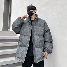 港风PU皮复古做旧设计钢印棉衣男MY77096P130控198抖控228，男装棉衣，星座227-7