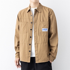 衬衣男新款纯棉工装翻领休闲时尚长袖衬衫XZ310B-3-CY807-P58，男装衬衫，星座310B-3