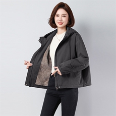 常规款加绒加厚冬季保暖派克服2587款宽松加厚通勤长袖拉链纯色，女装派克服，秋牧寒烟
