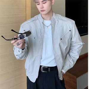 皮夹克外套男秋冬美式复古高街重磅PU皮衣短款痞帅机车服图片