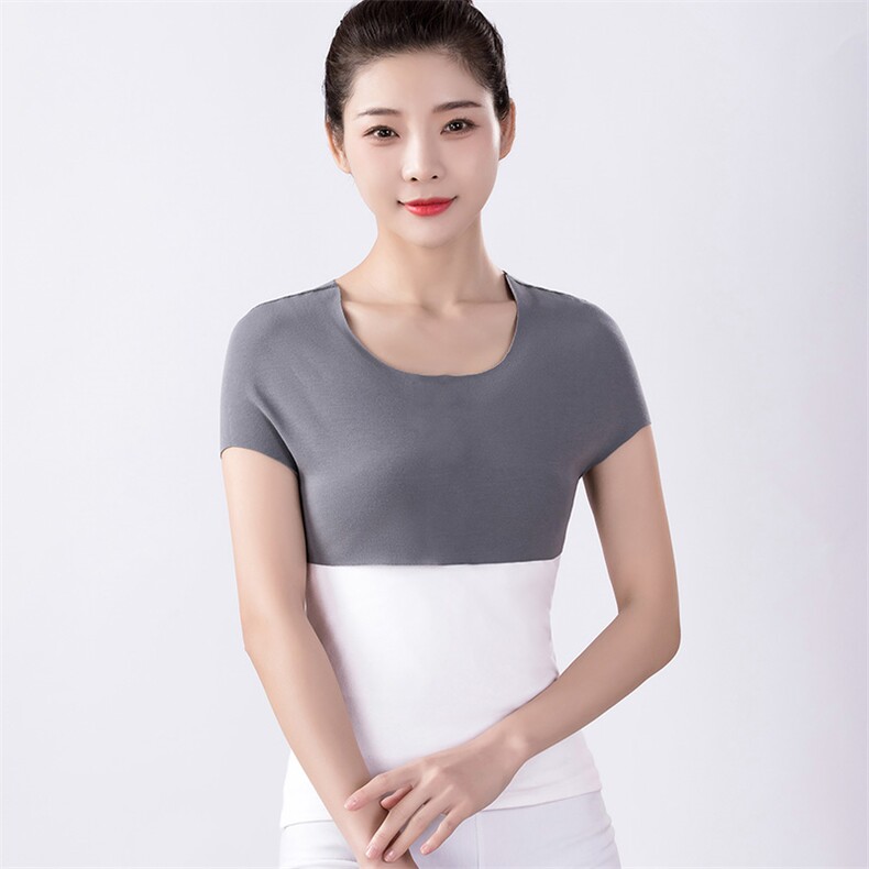 秋冬新款莫代尔高弹贴肤无痕护肩保暖内衣女短袖打底衫,饰品周边,晨宏羊绒