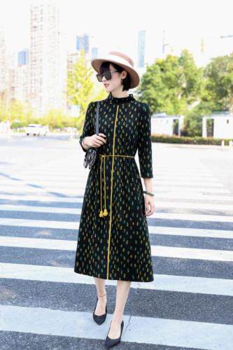 小高领貂绒连衣裙含羊毛，女装连衣裙，澳洛菲