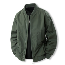 美式高街复古老钱风夹克冲锋衣男女纯色休闲宽松棒球立领飞行外套，男装夹克，电商A486