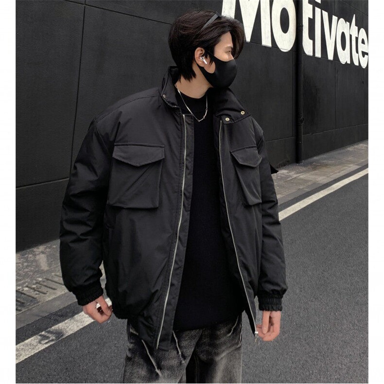 短款夹克棉服男冬季潮牌加棉加厚保暖宽松廓形工装立领外套p98,男装棉衣,电商C307