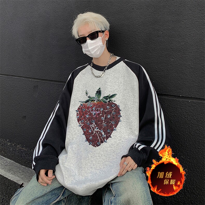 抖音得物供货提供视频秋冬重磅美式宽松织带圆领卫衣0732,男装卫衣,电商A486
