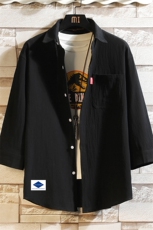 QC58061-P45亚七分袖衬衫男大码五分袖衬衣男短袖，男装衬衫，电商A040A