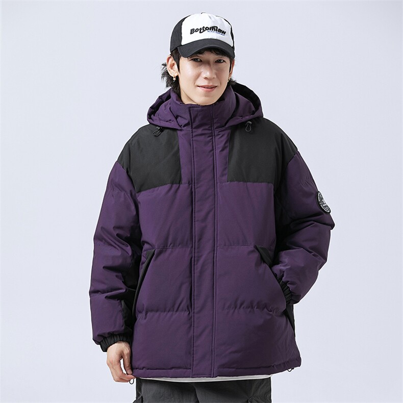 秋冬港风连帽时尚棉衣袖章宽松加厚冬季外套MY9308P-95,男装棉衣,电商A128