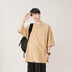 潮宽松运动打底衫T恤水洗重磅夏季新款短袖T恤男24XT77132特批22，男装T恤，电商A042