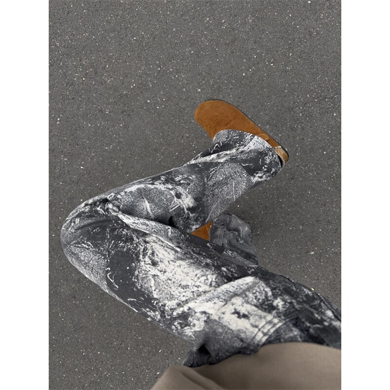 B221美式ins高街暗黑宽松小众直筒花牛仔裤LK24412-特P45控78,男装牛仔裤,电商B221