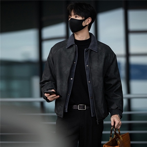 标50绒 街拍男士翻领假两件短款皮羽绒服保暖外套 5065-P255图片