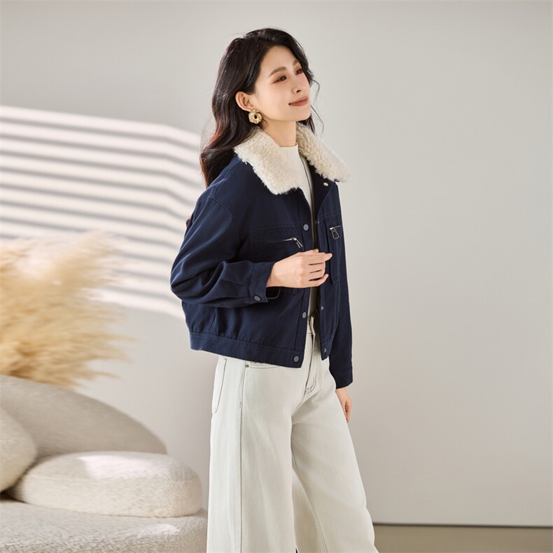 2025秋冬装新款加绒加厚短款外套,女装棉衣/棉服,梦芯尔