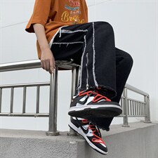高街春夏复古水洗牛仔裤男潮牌宽松直筒阔腿NE11P40图片