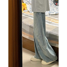 浅色复古磨破弯刀牛仔裤ZK0383-特批55，男装牛仔裤，星座313A(原308A-2)