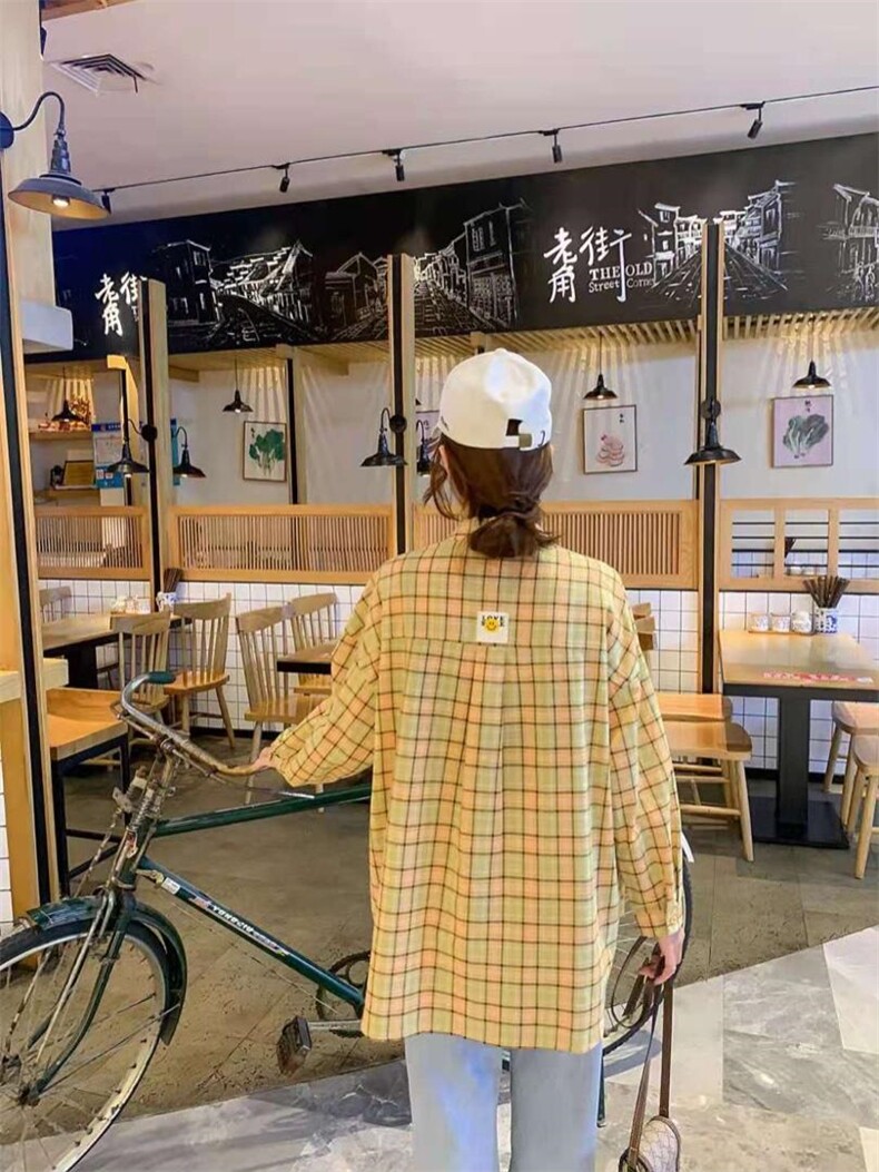 格子衬衫百搭款，女装衬衫，紫葡萄