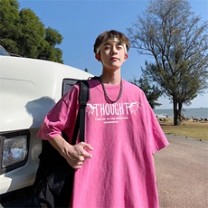 抖音得物供货240克重磅现货宽松美式纯棉水洗做旧印花T恤ATSX04，男装T恤，电商A443