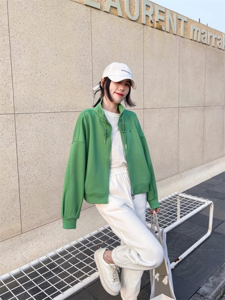 时装复合彩色开衫卫衣外套，女装卫衣/绒衫，百变诱惑(6F)