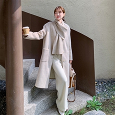 现货主推内胆90绒围巾可脱卸大衣外套9919-P275-K398，女装毛呢外套，2C129