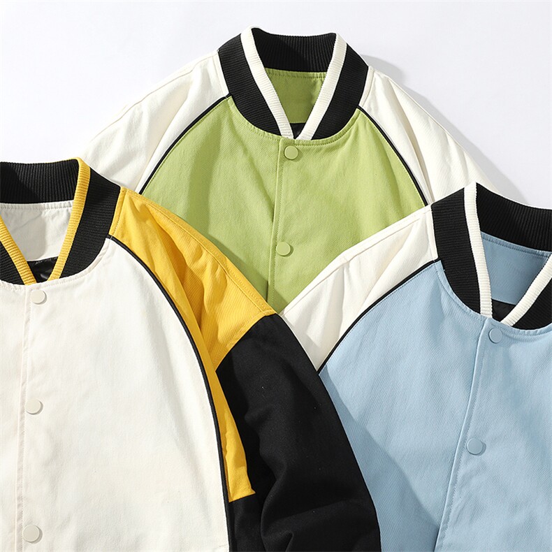 秋季宽松潮流休闲拼色棒球服情侣外套夹克A305-EY3671-P75,男装夹克,电商B306